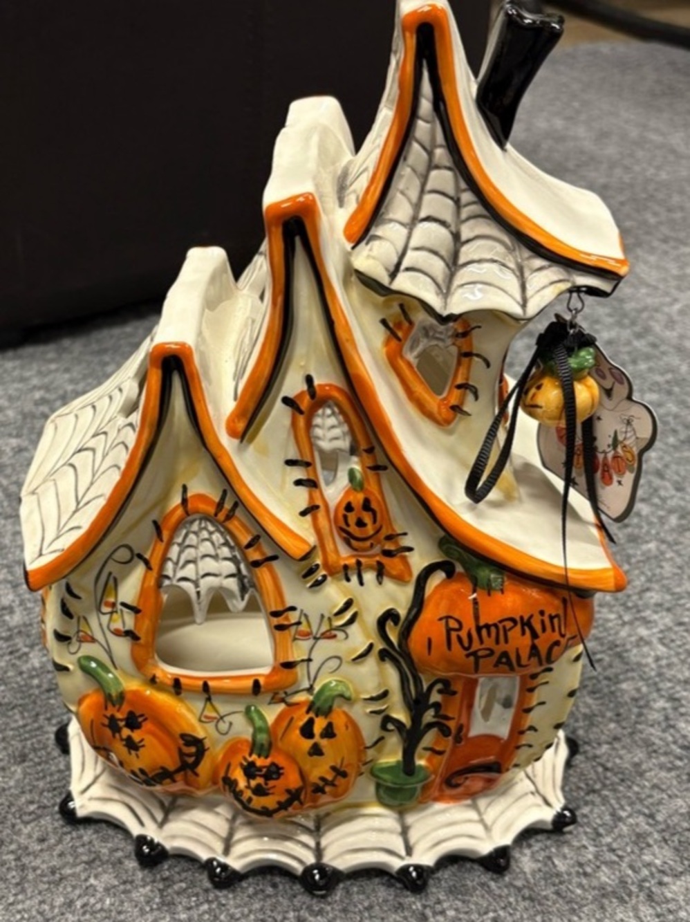 2018 Blue Sky Clayworks Halloween Pumpkin Palace Tea Light Candle Holder Designe